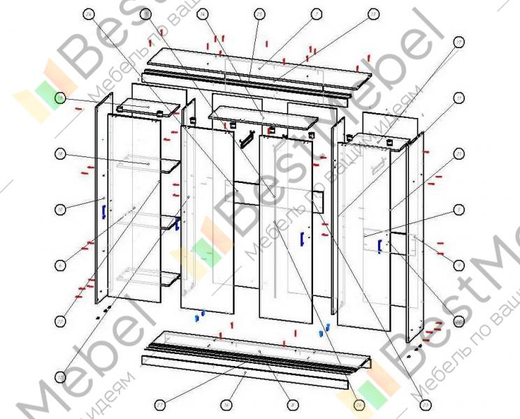 Схема сборки шкаф купе антон